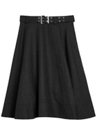Ganni Belted Twill Midi Wrap Skirt Black