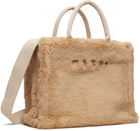 Marni Beige Small Faux-Fur Basket Tote