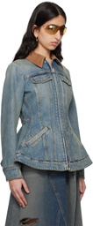 McQueen Blue Peplum Denim Jacket