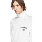 Balmain White Wool Zipped Turtleneck