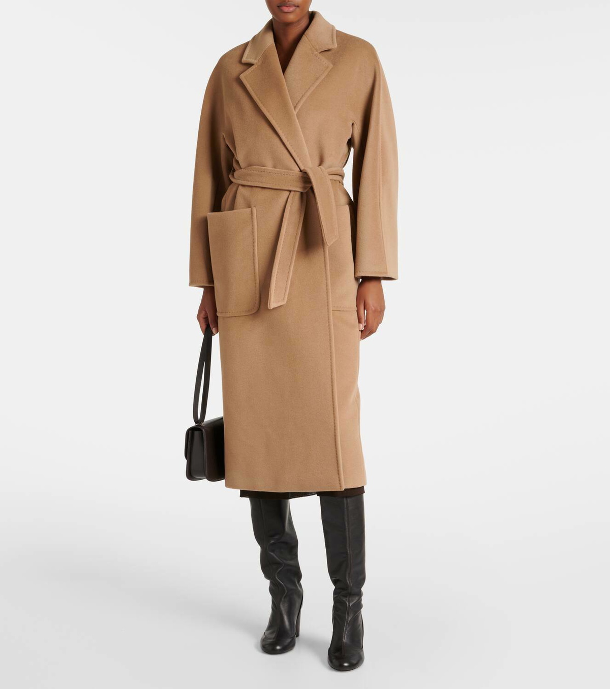 コート Max Mara Wool and cashmere coat Cashmere midi coat with belt, tobacco | 