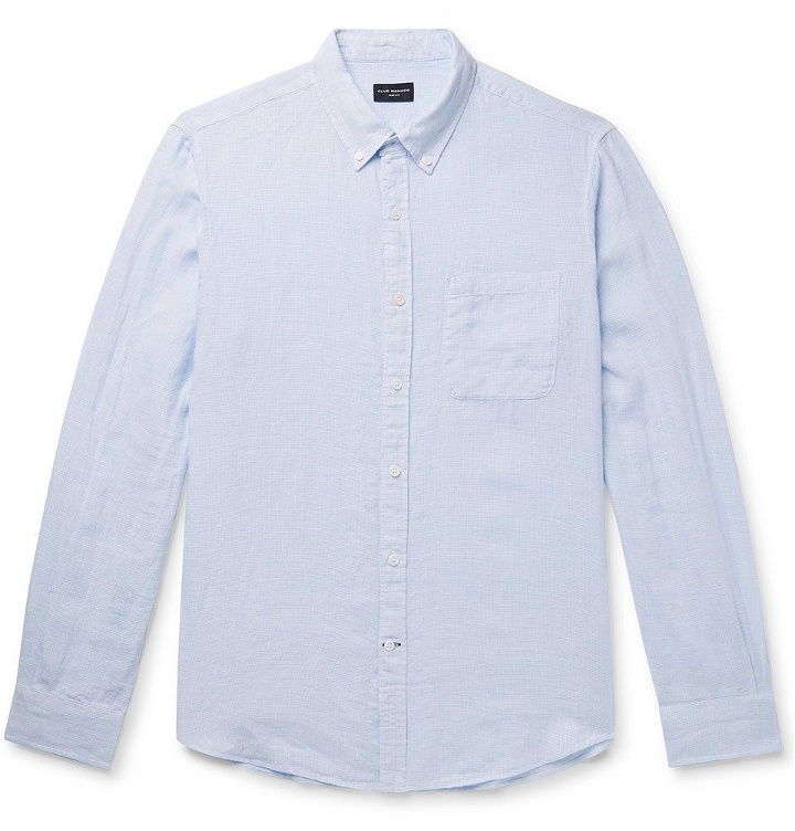 Photo: Club Monaco - Slim-Fit Button-Down Collar Puppytooth Linen Shirt - Light blue