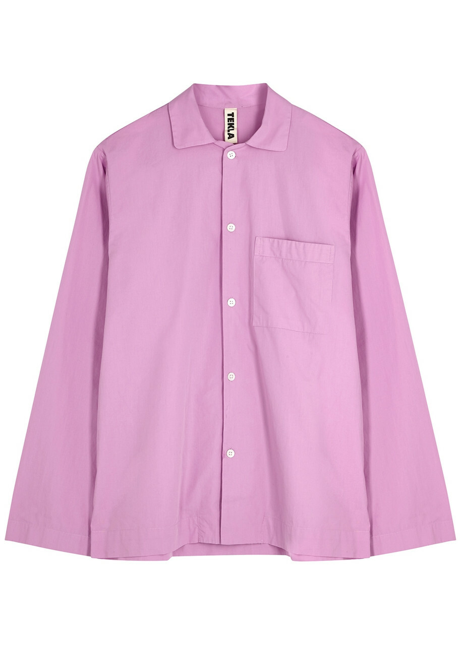 Tekla Unisex Striped Poplin Pyjama top Pink
