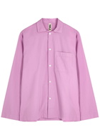 Tekla Unisex Striped Poplin Pyjama top Pink