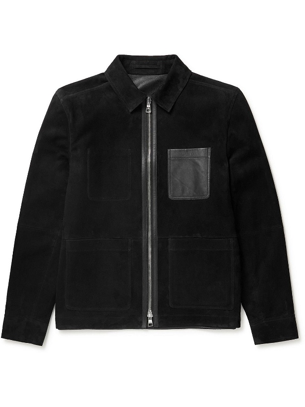 Photo: Mr P. - Leather-Trimmed Suede Jacket - Black