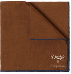 Kingsman - Drake's Linen and Cotton-Blend Pocket Square - Brown