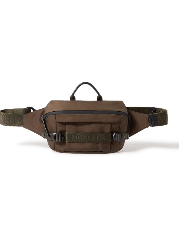 Photo: MONCLER - Argens Leather and Logo-Webbing Trimmed Nylon Belt Bag - Green