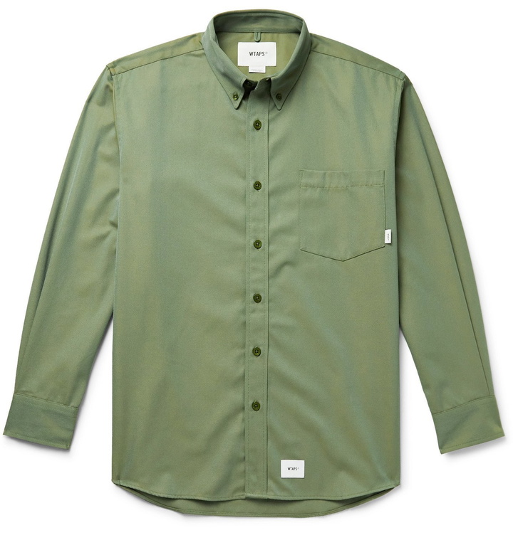 Photo: WTAPS - Button-Down Collar Logo-Appliquéd Twill Shirt - Green