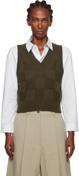 Cordera Khaki Checkered Cotton & Cashmere Vest