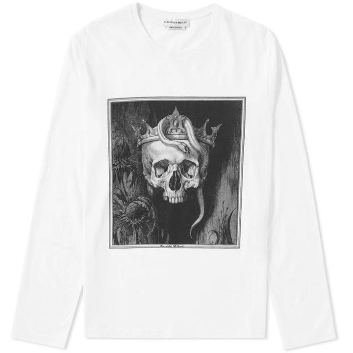 Photo: Alexander McQueen Long Sleeve Placement Skull Print Tee White