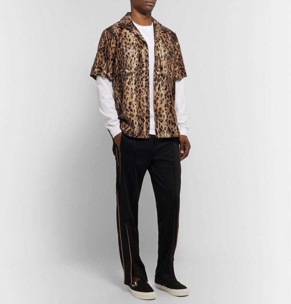 Neighborhood - Camp-Collar Leopard-Print Faux Fur Shirt - Leopard