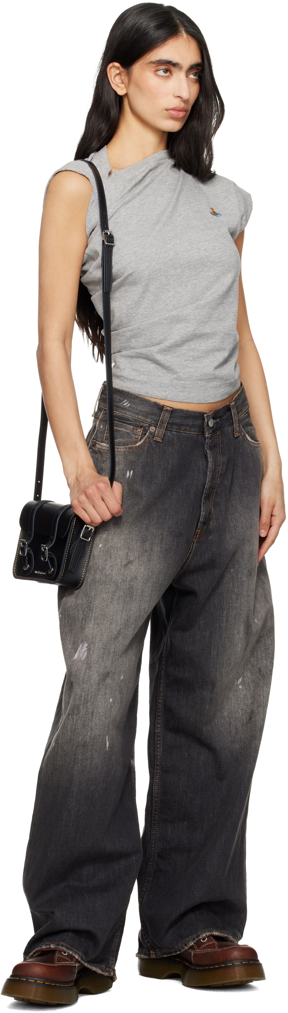 Dr. Martens Black 7 Inch Leather Crossbody Bag
