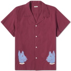 Bode Men's Doberman Applique Vacation Shirt in Red