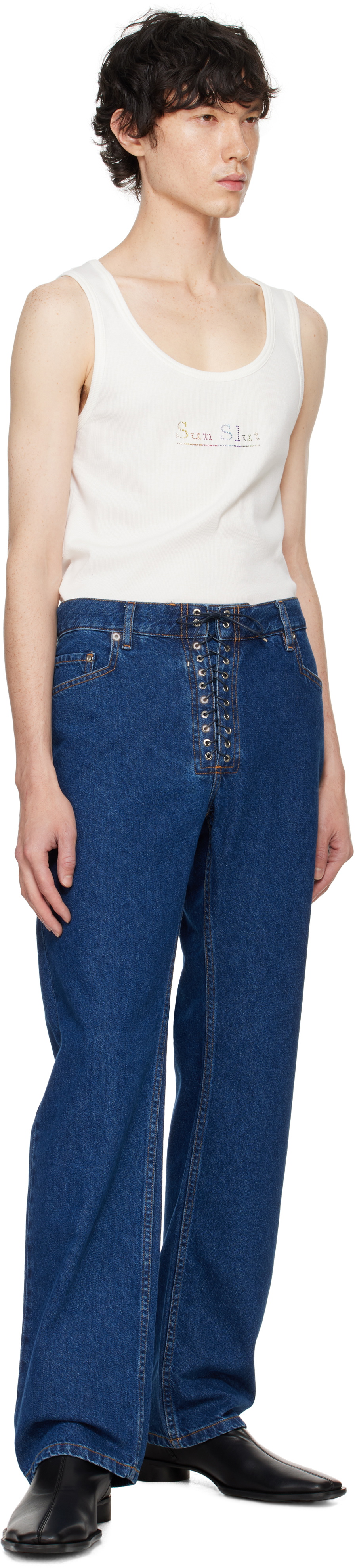 【関税込み】Ludovic de Saint Sernin ジーンズ Ludovic de Saint Sernin Black Lace-Up Jeans