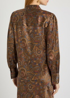 Veronica Beard Francine Printed Silk-blend Blouse Brown