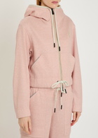 Moncler Logo-appliquéd Hooded Linen-blend Sweatshirt Light Pink