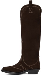 GANNI Brown Suede Western Tall Boots