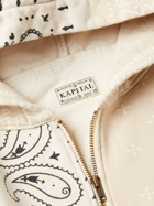 KAPITAL - Bandana-Print Cotton-Jersey and Quilted Shell Zip-Up Hoodie - Neutrals