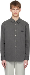 Solid Homme Gray Embroidered Denim Shirt