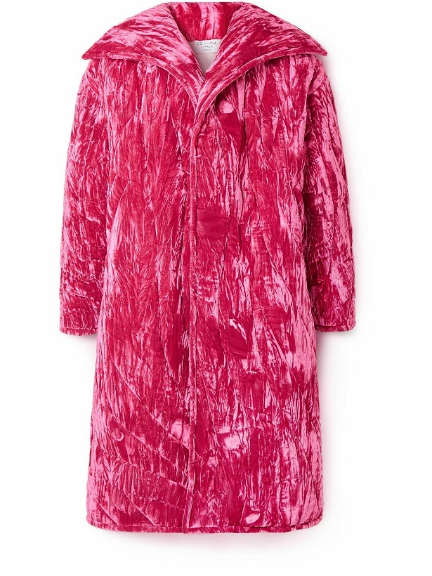 Photo: Collina Strada - Quilted Padded Crushed-Velvet Coat - Pink