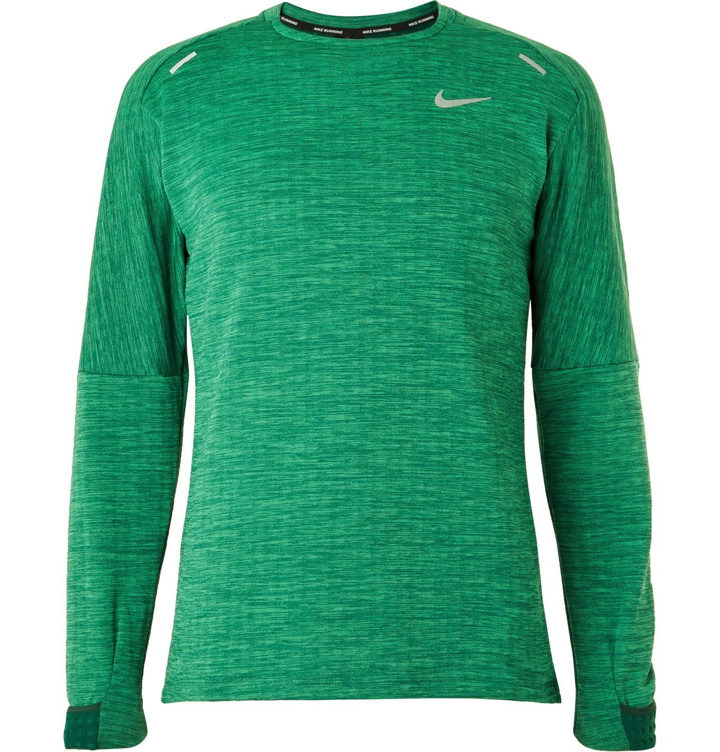 Photo: Nike Running - Sphere Logo-Print Mélange Dri-FIT Top - Green