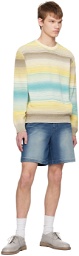 Solid Homme Yellow Striped Sweater