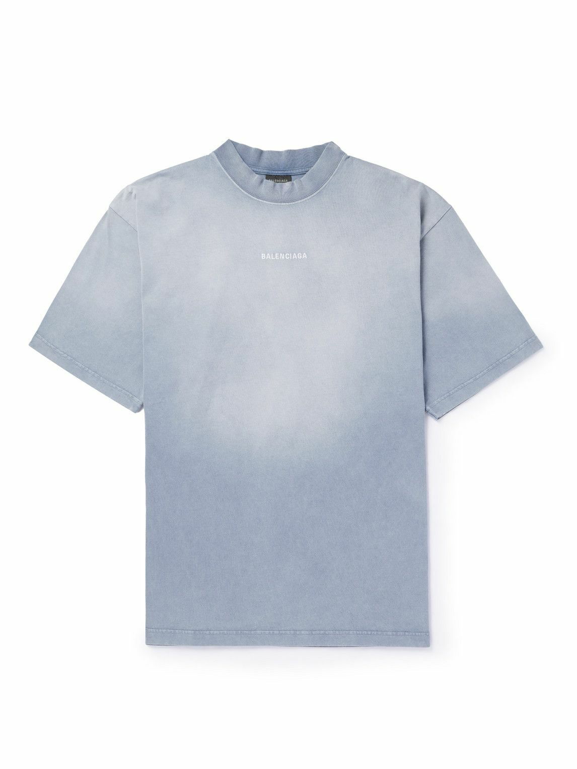Balenciaga - Logo-Embroidered Cotton-Jersey T-Shirt - Blue Balenciaga