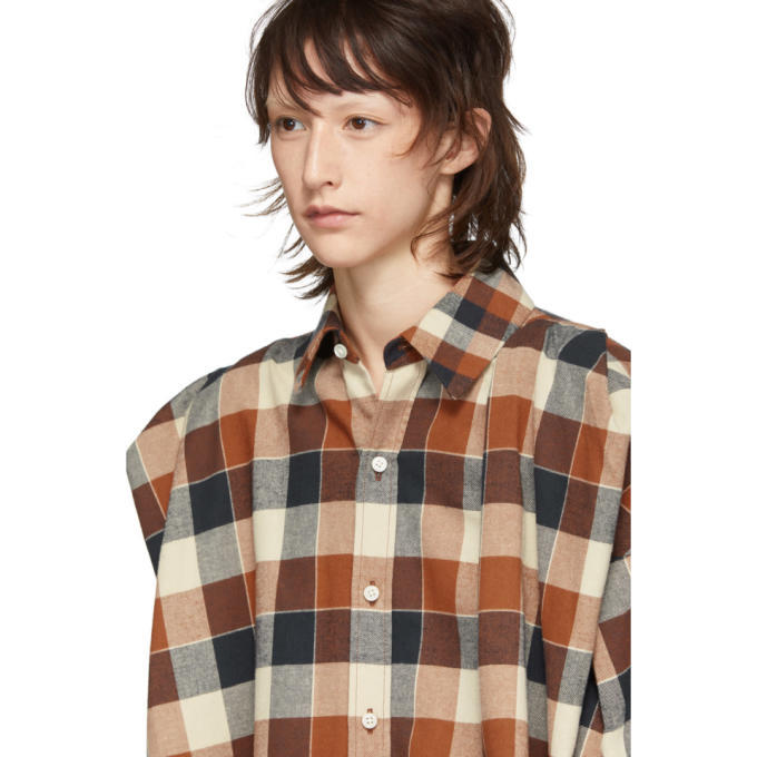 Facetasm Orange Oversized Check Shirt