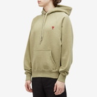 AMI Paris Men's Small A Heart Popover Hoodie in Heather Sage