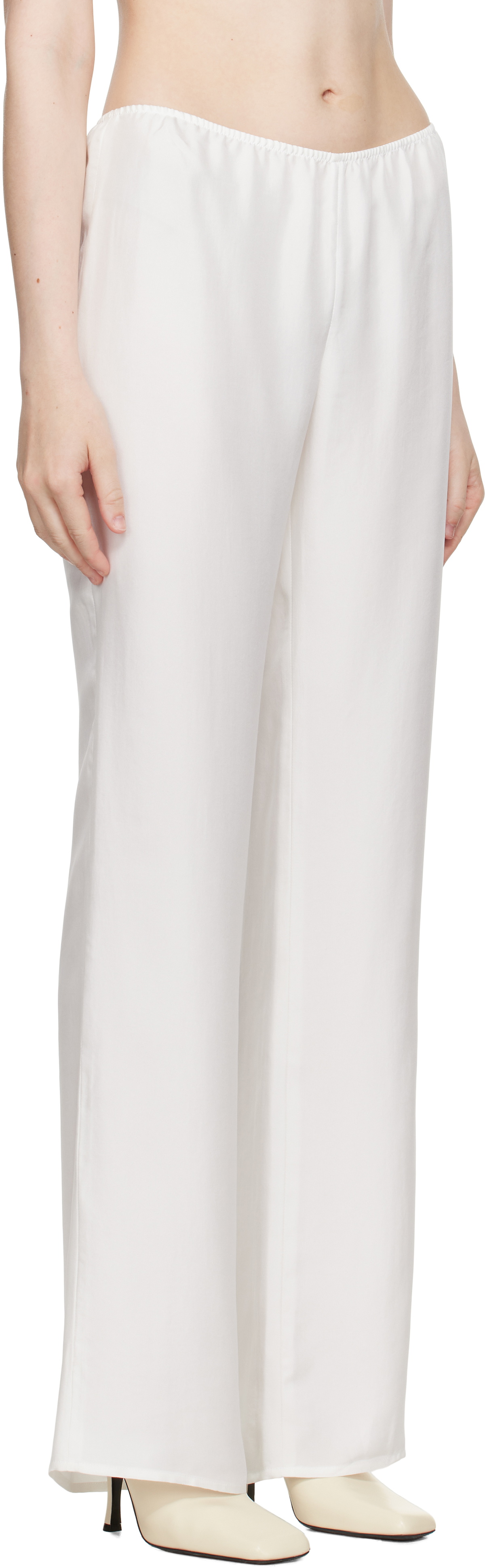 COLLEEN ALLEN White Silk Slip Trousers