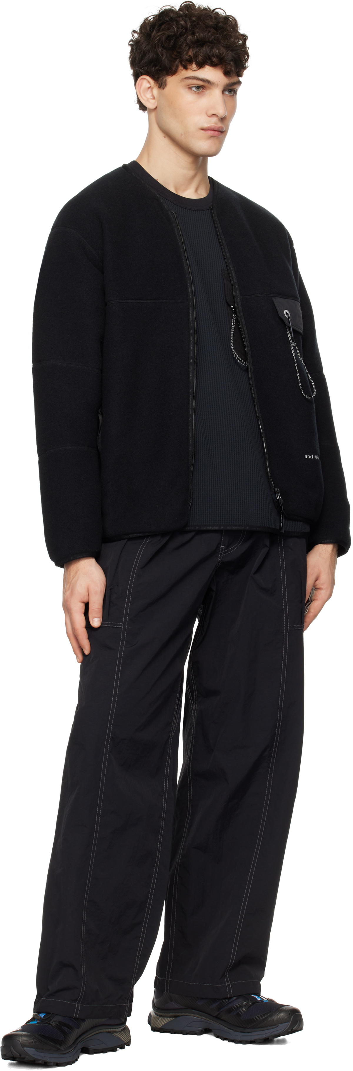 and wander Black Wool Fleece Cardigan