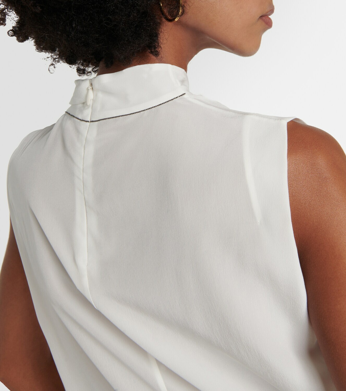 Brunello Cucinelli High-neck silk top
