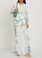 Alice + Olivia Andrew Floral Print Boot-leg Crepe Trousers Multicoloured