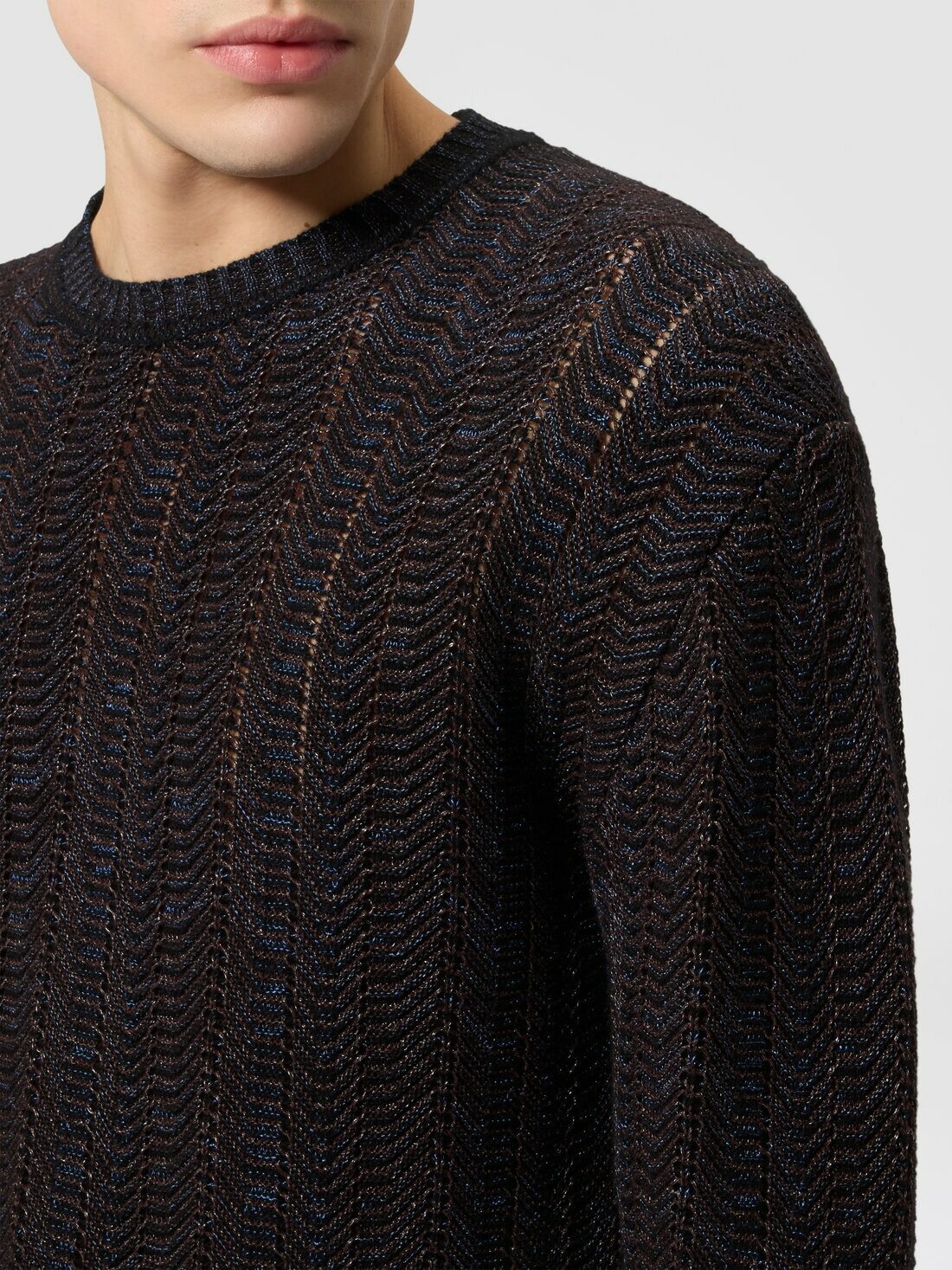 Missoni - Wool and viscose-blend pullover with Greek key motif, Men, Navy Blue