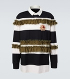 Simone Rocha Ruffled striped cotton polo shirt