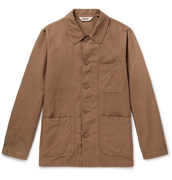 Photo: Aspesi - Garment-Dyed Cotton and Linen-Blend Overshirt - Men - Brown