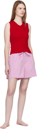 Tekla Pink Poplin Pyjama Shorts