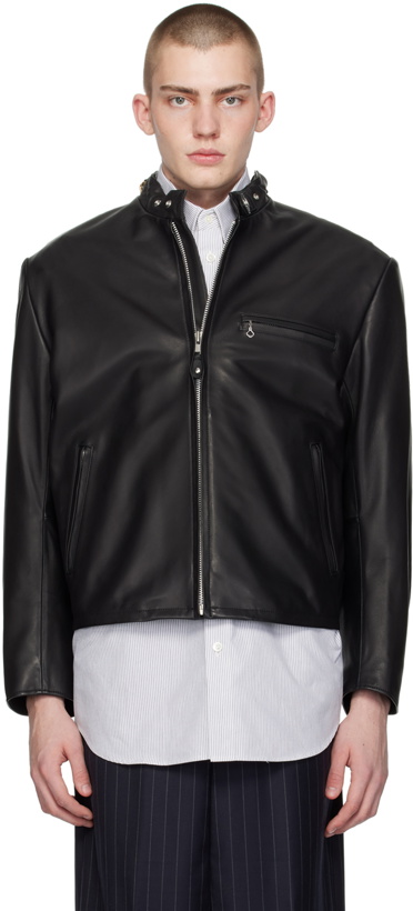 Photo: Doublet Black Chain Handle Leather Jacket