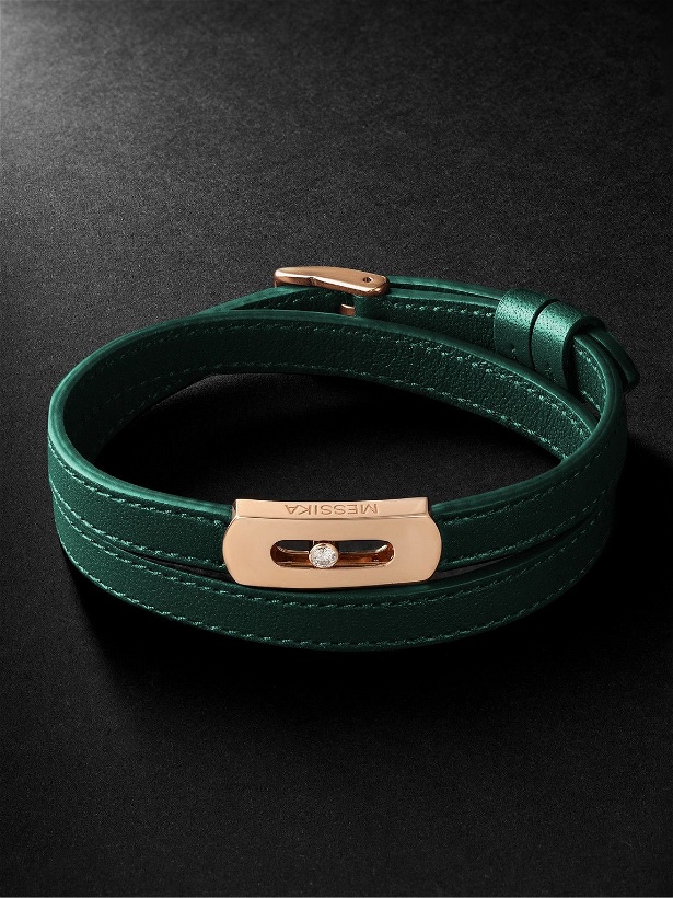 Photo: Messika - My Move Gold, Diamond and Leather Bracelet - Green