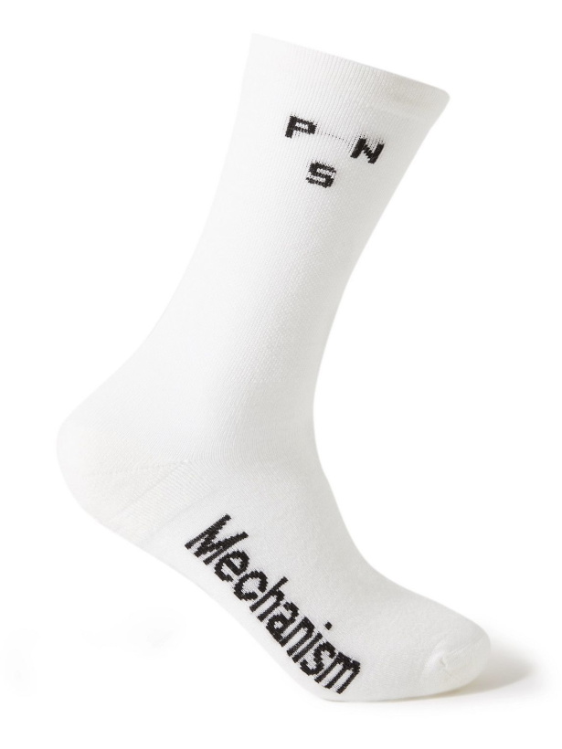 Photo: Pas Normal Studios - Control Logo-Intarsia Merino Wool-Blend Piqué Cycling Socks - White