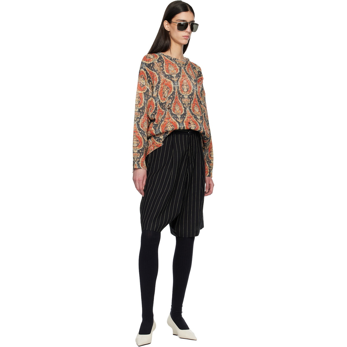 R13 Black & Red Printed Oversized Sweater