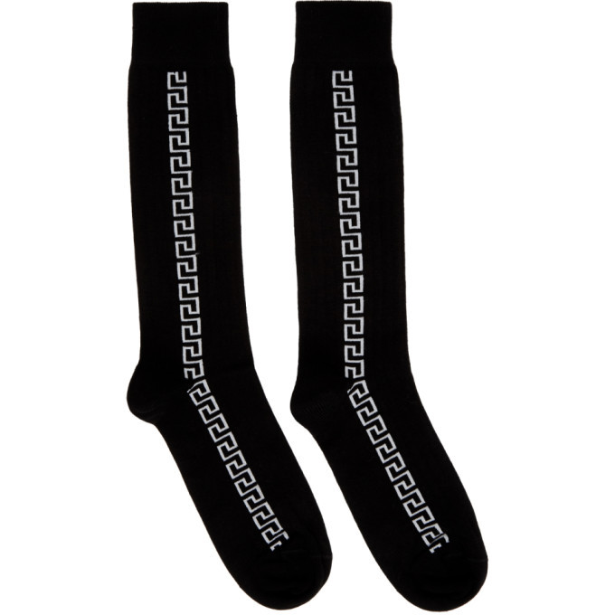 Photo: Versace Black and White Greek Key Socks