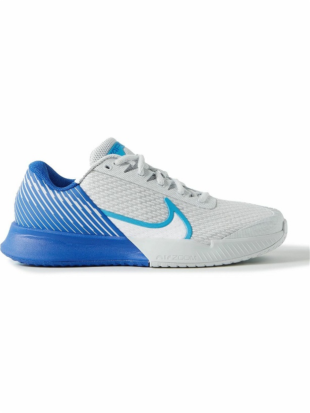 Photo: Nike Tennis - NikeCourt Air Zoom Vapor Pro 2 Rubber-Trimmed Mesh Tennis Sneakers - Blue
