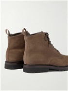 George Cleverley - Taron 2 Shearling-Lined Leather-Trimmed Waxed-Suede Boots - Brown