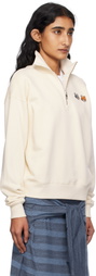 Maison Kitsuné Beige Double Bold Fox Head Half Zip Comfort Sweatshirt