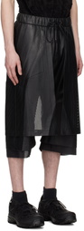 CARNET-ARCHIVE Black Perforated Faux-Leather Shorts