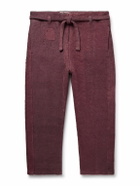 Kartik Research - Judo Belted Upcycled Textured-Cotton Trousers - Burgundy