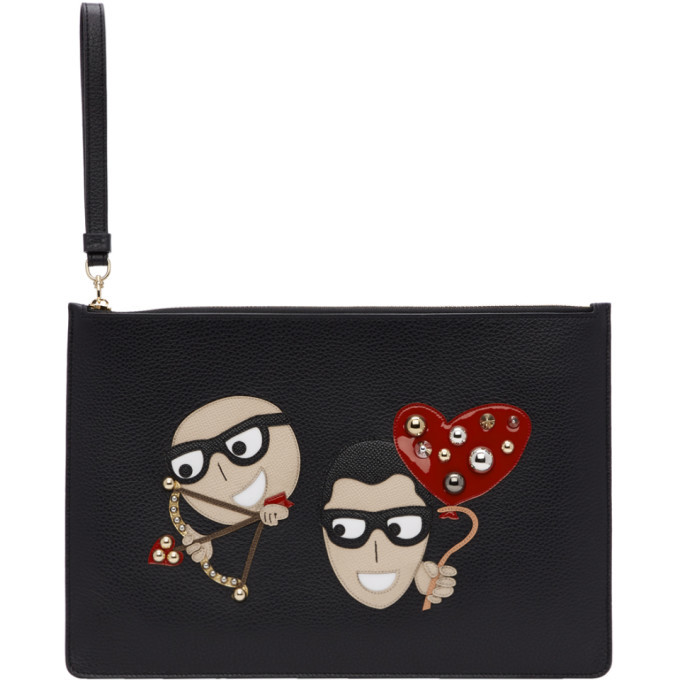 Dolce & Gabbana Dolce&Gabbana Pink Family Patch Leather Clutch Bag