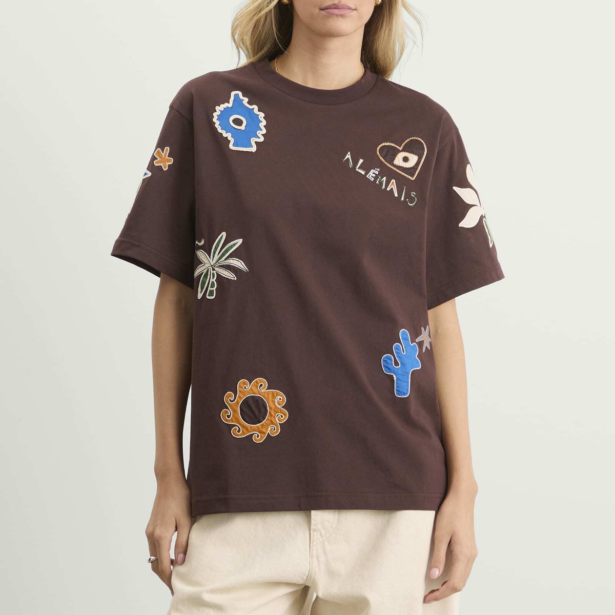 ALÉMAIS Women's Sirocco Embroidered T-Shirt in Chocolate
