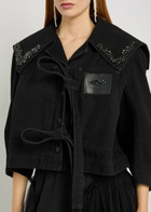 Simone Rocha Crystal-embellished Cropped Denim Jacket Black